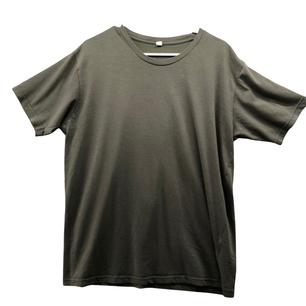 Uniqlo Dry Crew Neck T-Shirt Mens L Olive Green Wicking Short Sleeve Performance